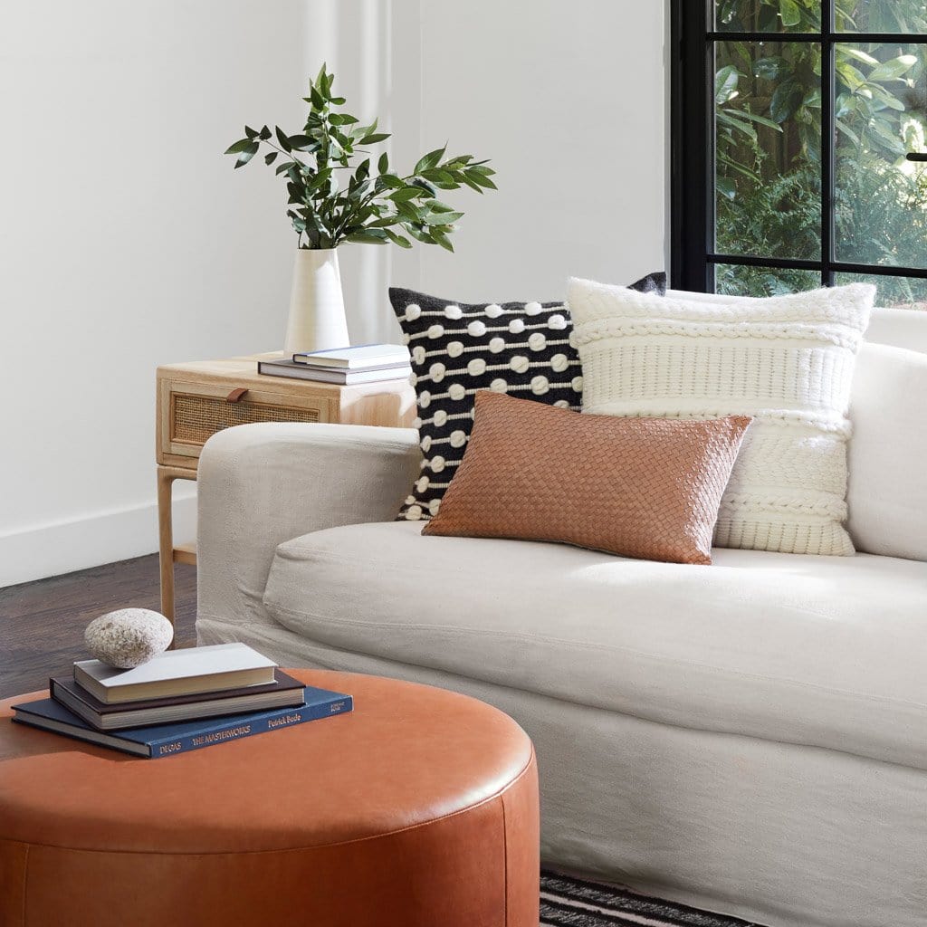 Dhara Leather Lumbar Pillow - Small